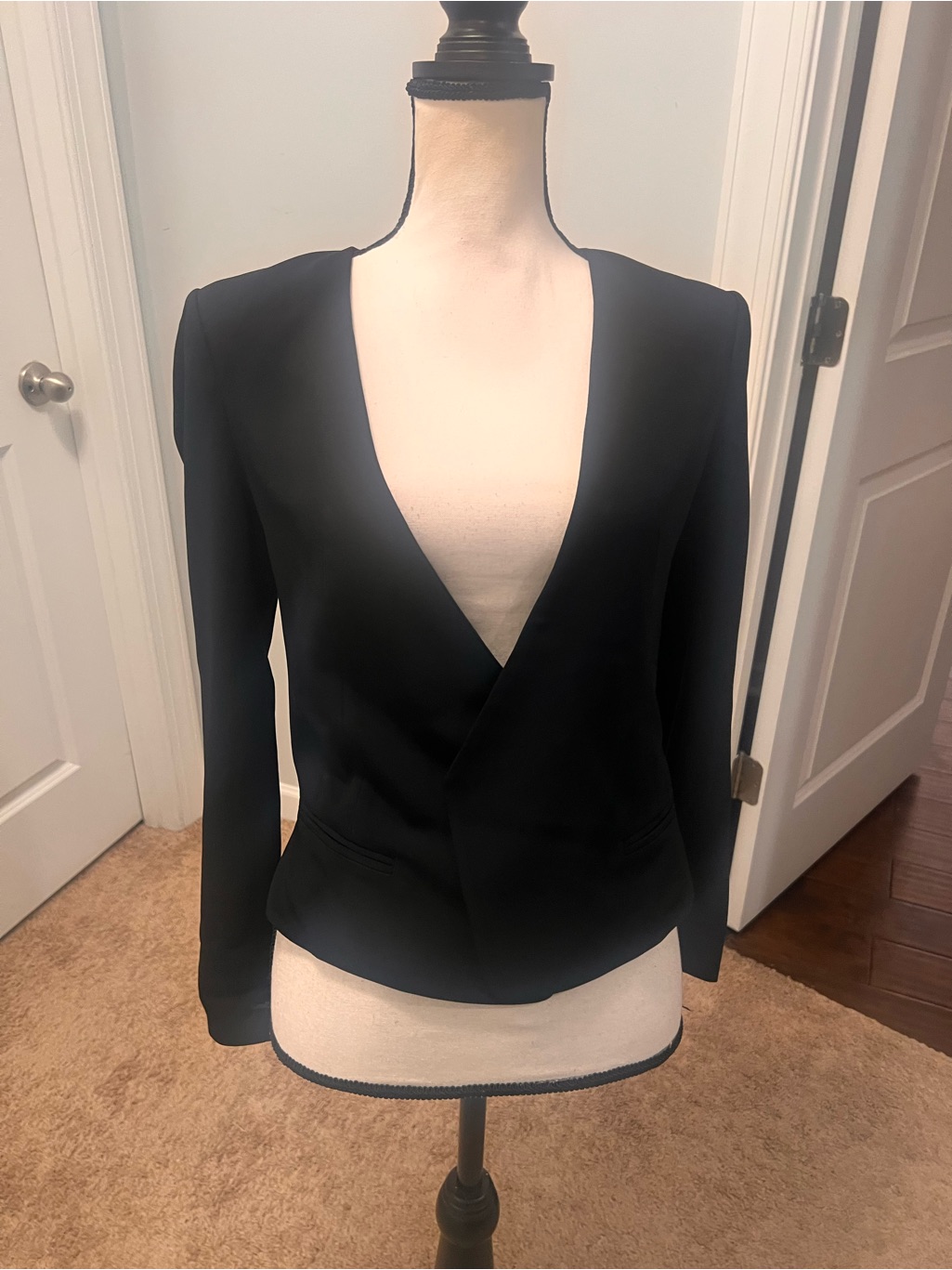 Rebecca Taylor Exclusive Black Deep V Blazer Jacket Size 2